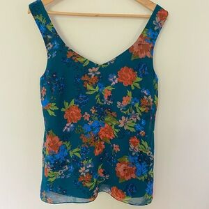 CAbi Teal Floral Tank Top camisole femenine bohemian bohochic workwear summer